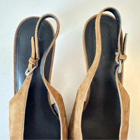 NEW Vince Hart Cinnamon Suede Slingback Women's Kitten Heels, Sz 9 - Picture 14 of 14